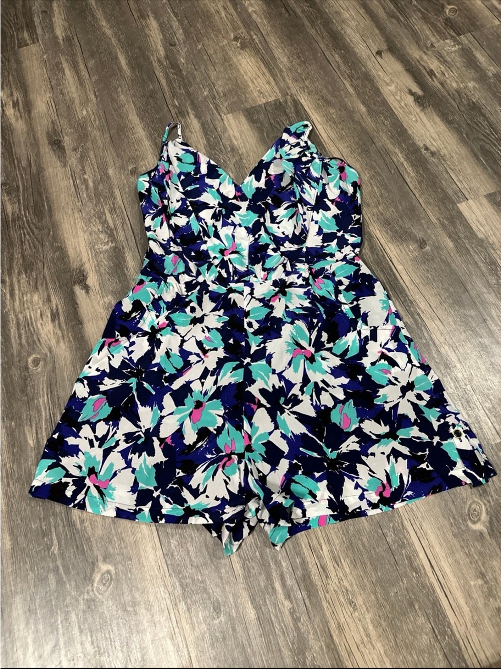 Yumi Kim Navy, Teal & Pink Floral Silk Romper